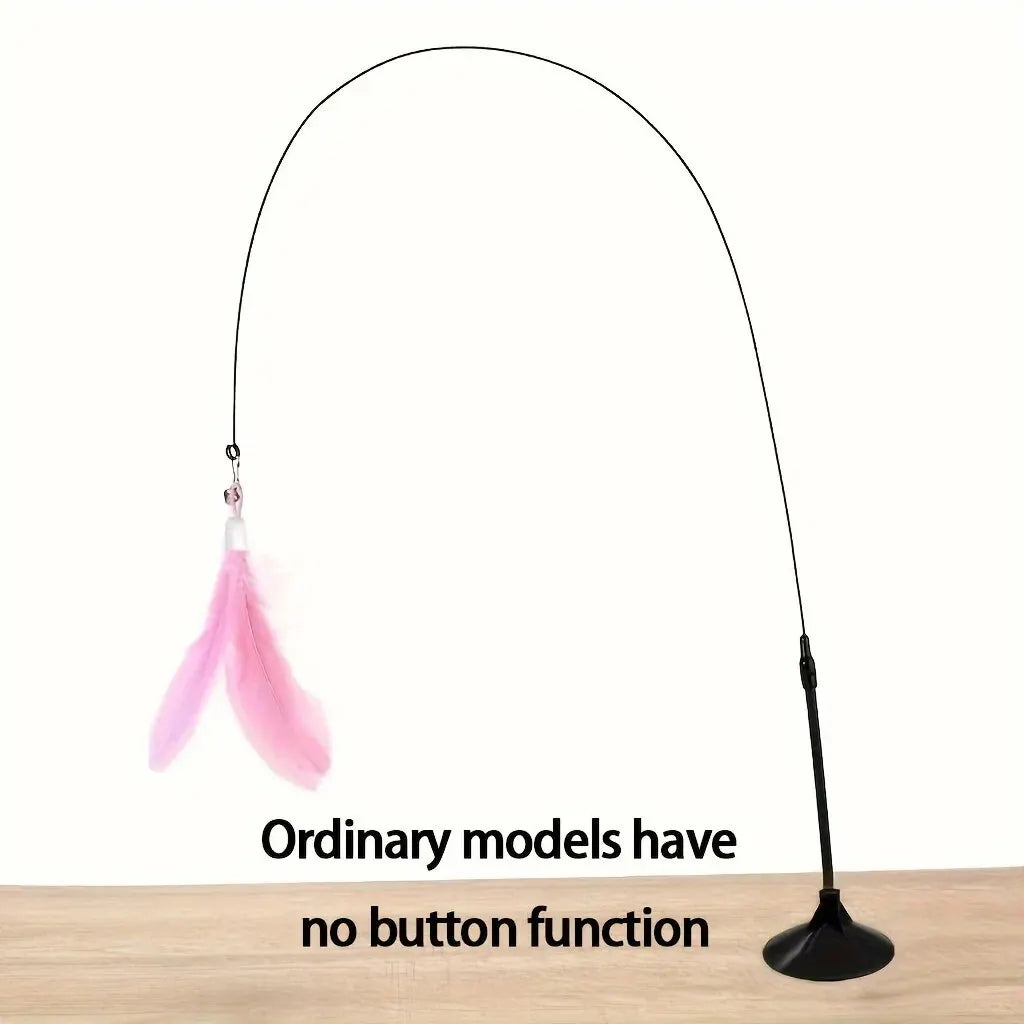 Suction Cup Cat Teaser Wand – Interactive Bell & Feather Toy