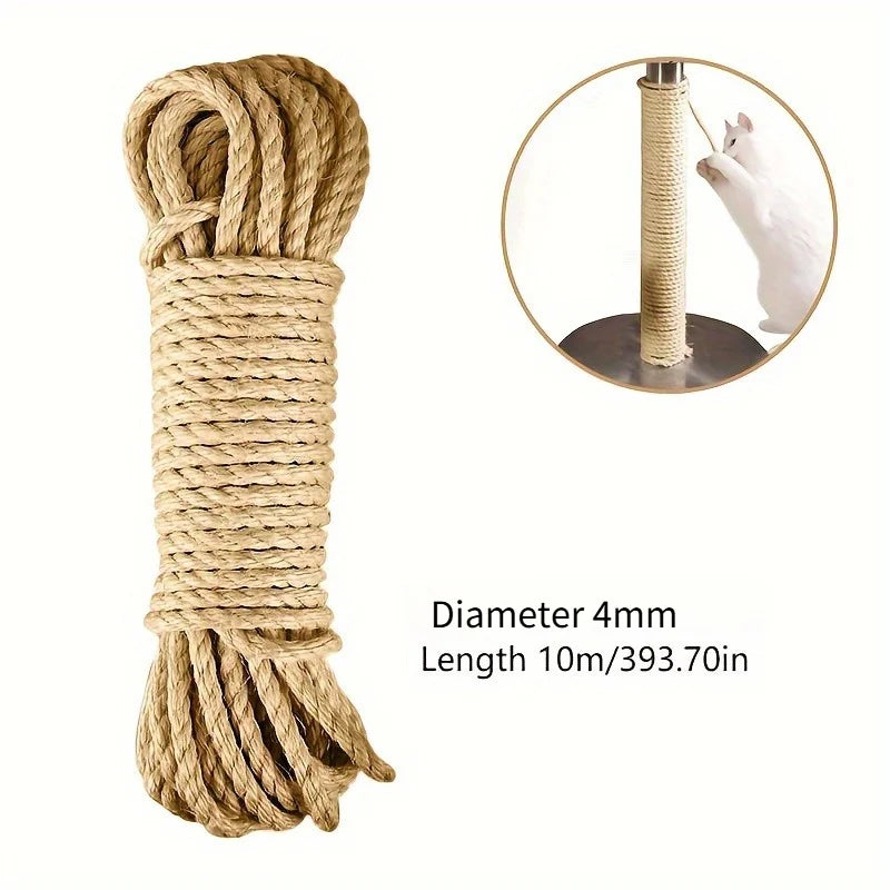Natural Jute Rope for DIY Cat Scratchers – 10 Meters